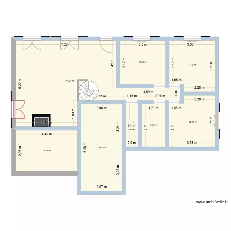 Landaise de base. Plan de 8  et 118 m²