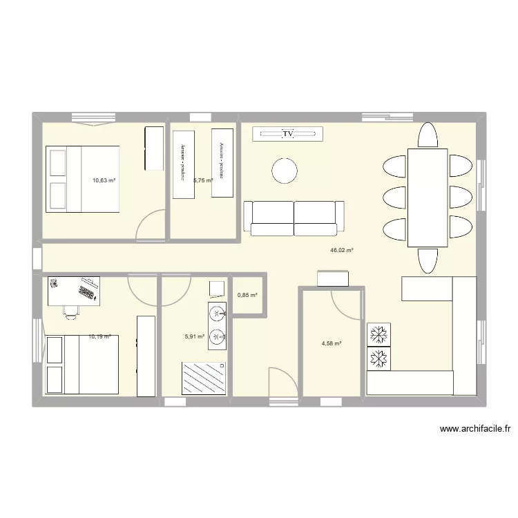 plan maison. Plan de 7 pièces et 84 m²