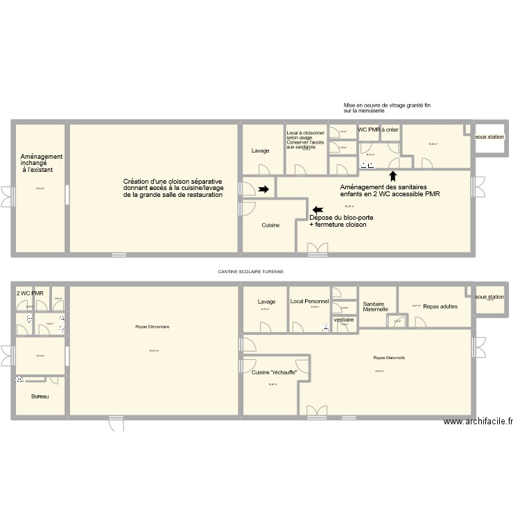 Restaurant Scolaire TURENNE. Plan de 23 pièces et 641 m2