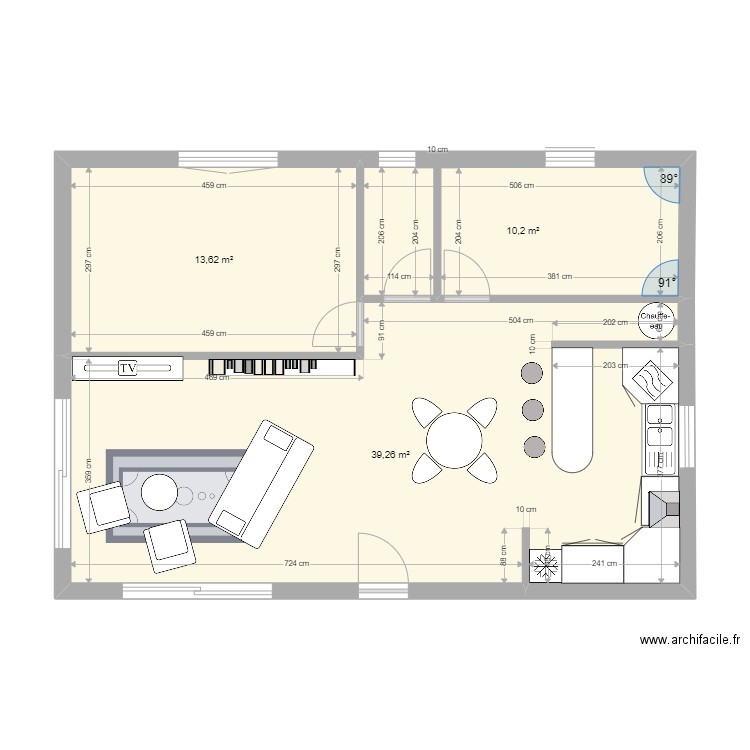 plan44. Plan de 3 pièces et 63 m2