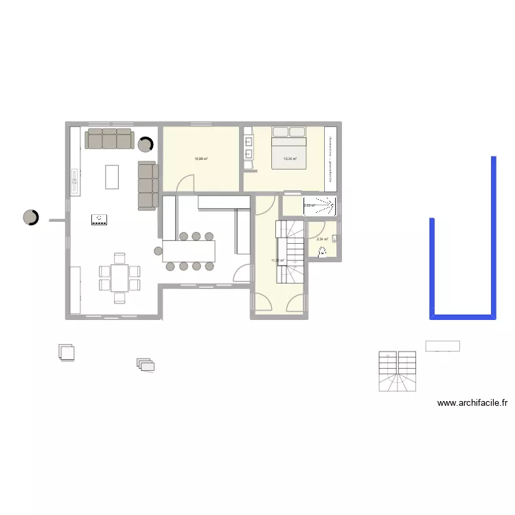 biche. Plan de 5  et 41 m²