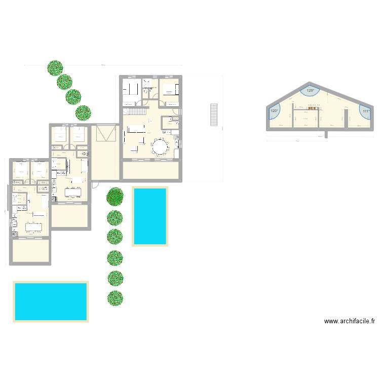 chalet 3. Plan de 25 pièces et 261 m2