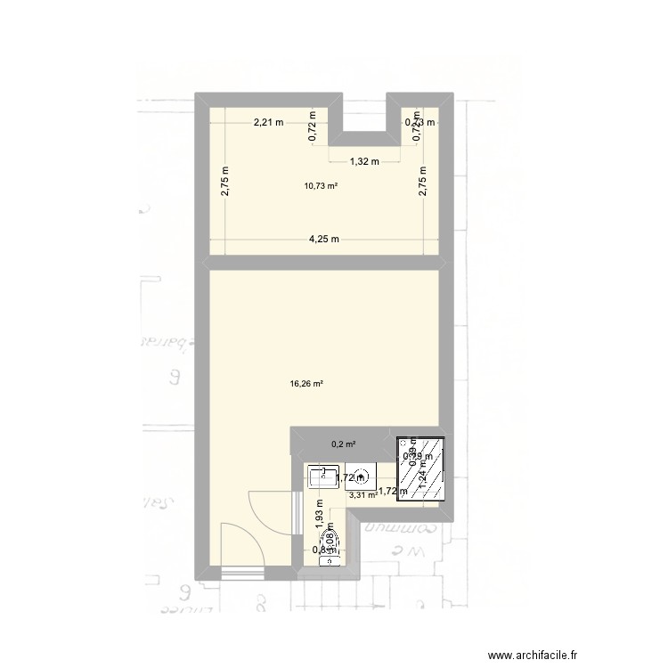 VersaillesP. Plan de 4 pièces et 31 m2