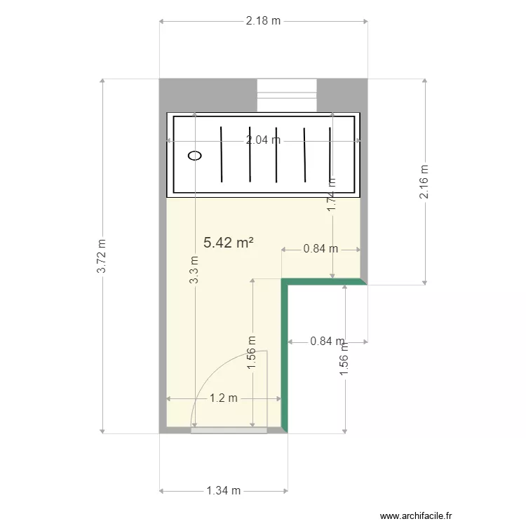 desloges mere. Plan de 1  et 5 m²