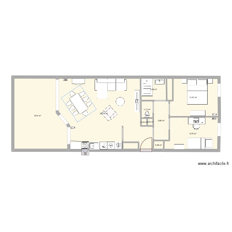 plessis. Plan de 10 pièces et 86 m2