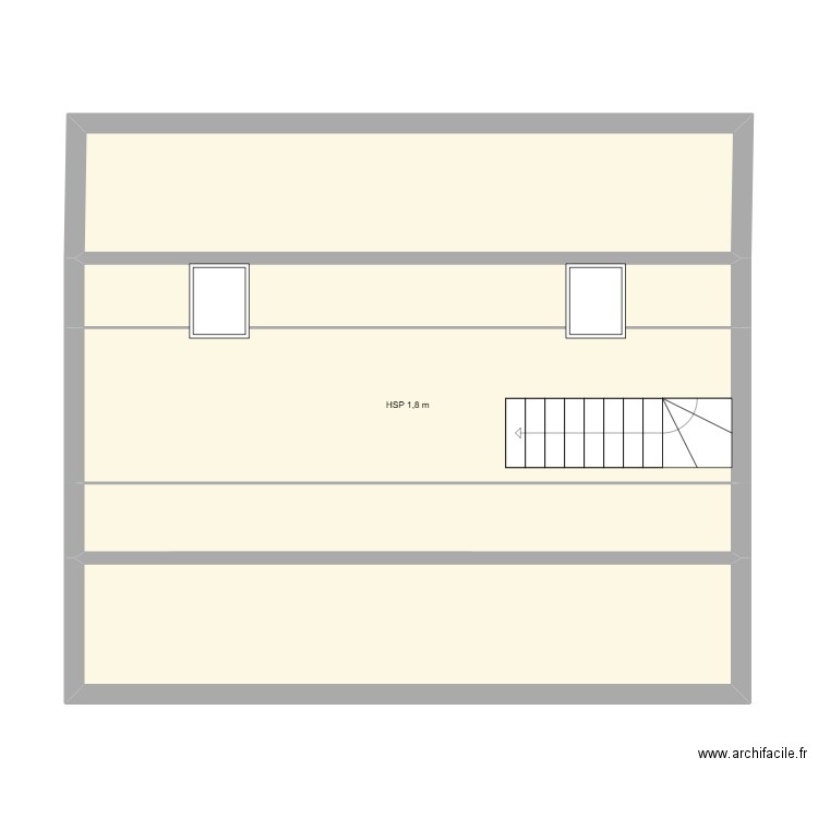 Combles 2et. Plan de 5 pièces et 62 m2