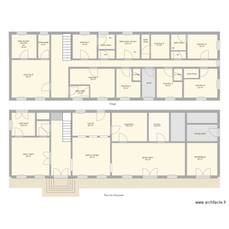 87G6196. Plan de 32 pièces et 243 m2