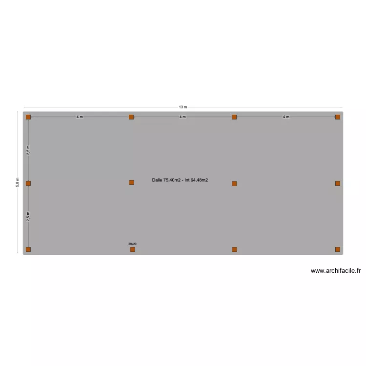 Plan technique abris jardin. Plan de 1 pièce et 72 m²