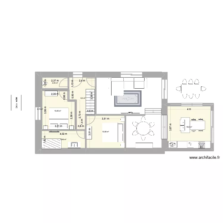 ETAGE DUTEUIL. Plan de 7  et 54 m²