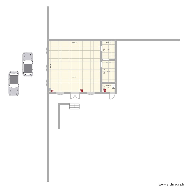 Restauration IJC Existant. Plan de 4 pièces et 76 m2