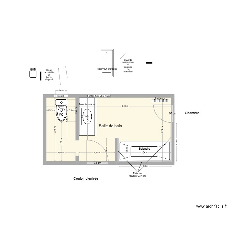 MAMIKA. Plan de 1 pièce et 9 m2