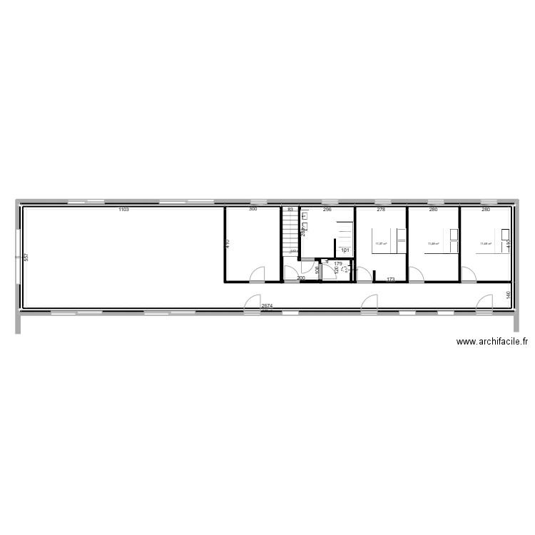 LEGER. Plan de 7 pièces et 39 m2