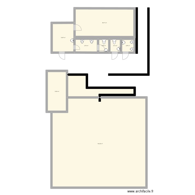 Jean 23 - Toilettes. Plan de 9 pièces et 220 m2