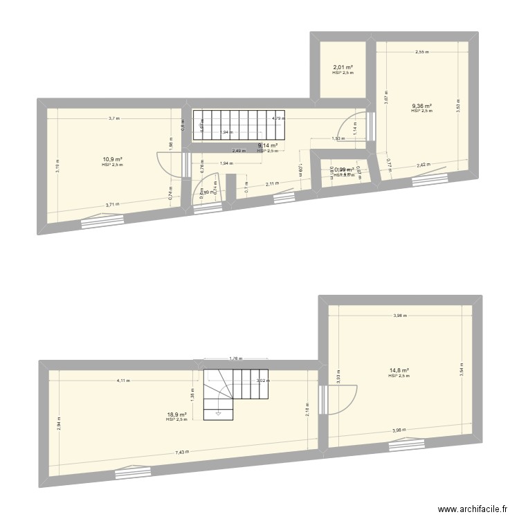 STE VALIERE. Plan de 7 pièces et 66 m2