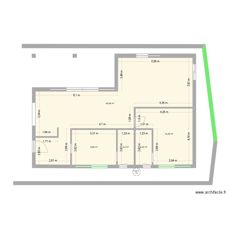 roc3a. Plan de 5 pièces et 75 m2