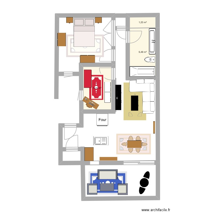 Condo2. Plan de 3 pièces et 12 m2
