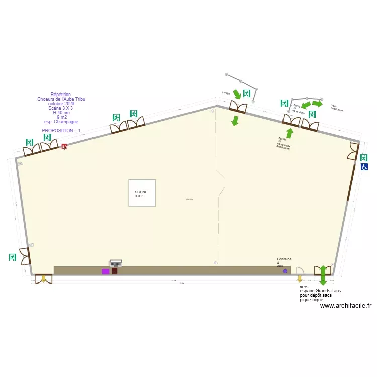 Répétition Choeurs de l'Aube octobre 2026 espace champagne prop 1. Plan de 1 Pièce et 584 m² Répétition Choeurs de l'Aube octobre 2026 espace champagne prop 1. Plan de 1 Pièce et 584 m²