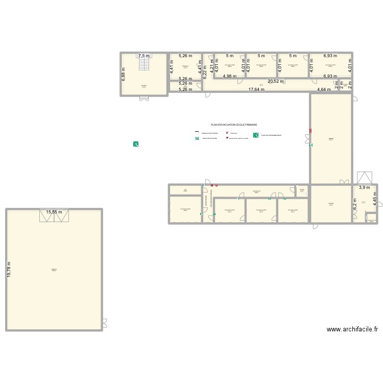 ECOLE PRIMAIRE DIAGONAL DU VIDE. Plan de 21 pièces et 833 m2