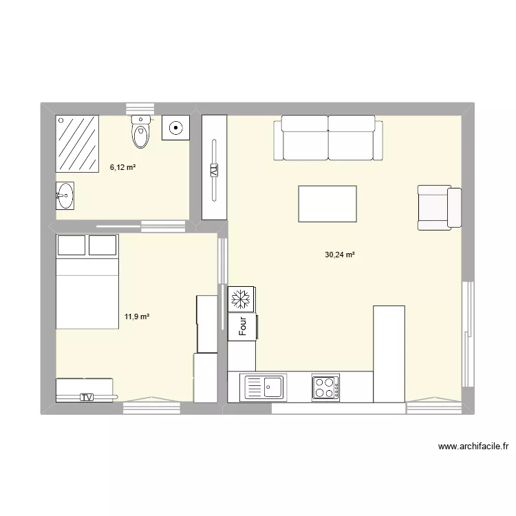 Lili. Plan de 3  et 48 m²