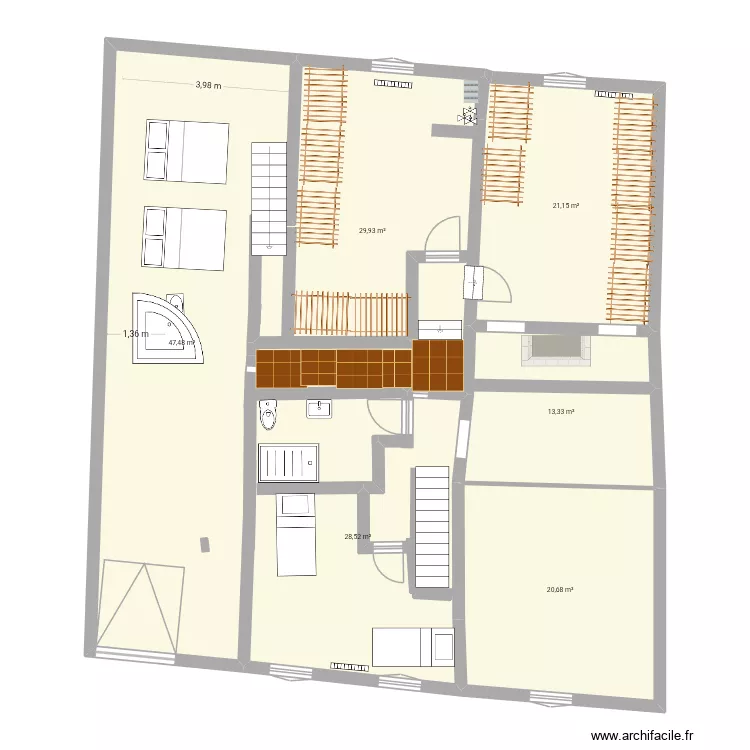 ETAGE  avril 2026. Plan de 8  et 577 m²