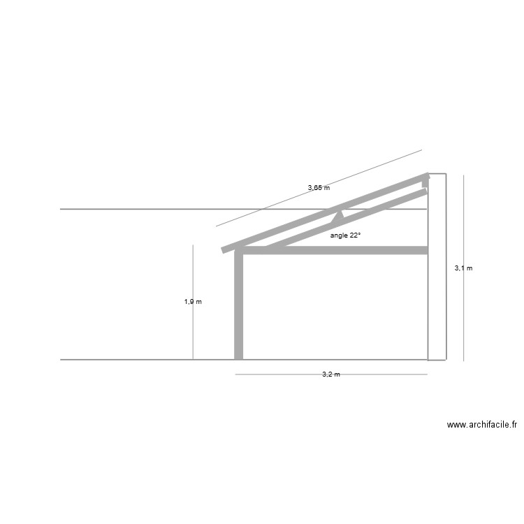 Côté avec appenti. Plan de 0 pièce et 0 m2