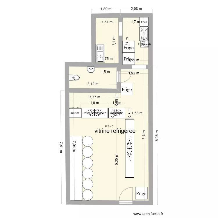 Lei street cook. Plan de 1  et 48 m²