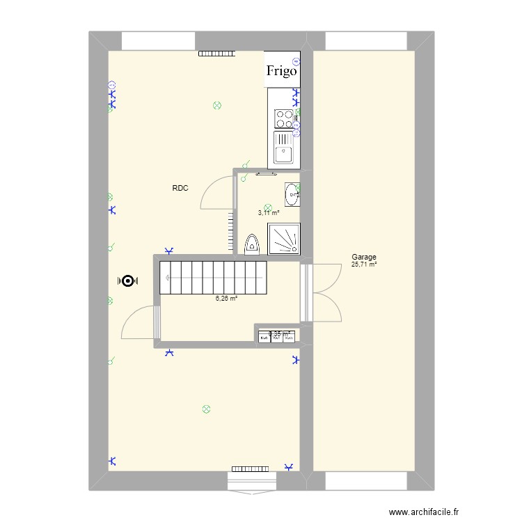 Montigny 108 RDC. Plan de 5 pièces et 72 m2