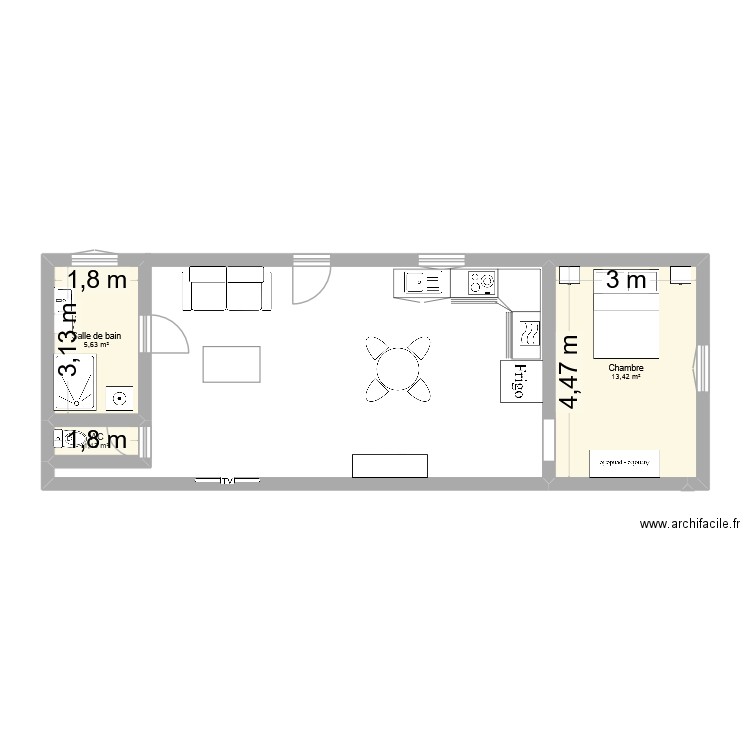 plan garage. Plan de 3 pièces et 20 m2
