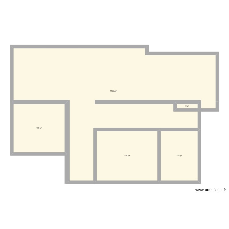 Sous-Sol Porteur. Plan de 5 pièces et 160 m2