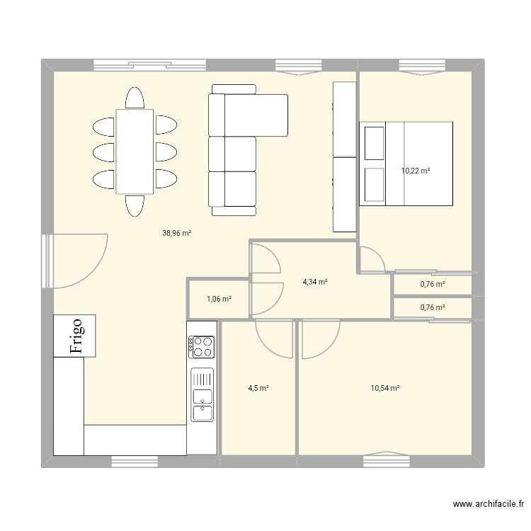 Maison tours nord côté proposition 2. Plan de 8 pièces et 71 m2