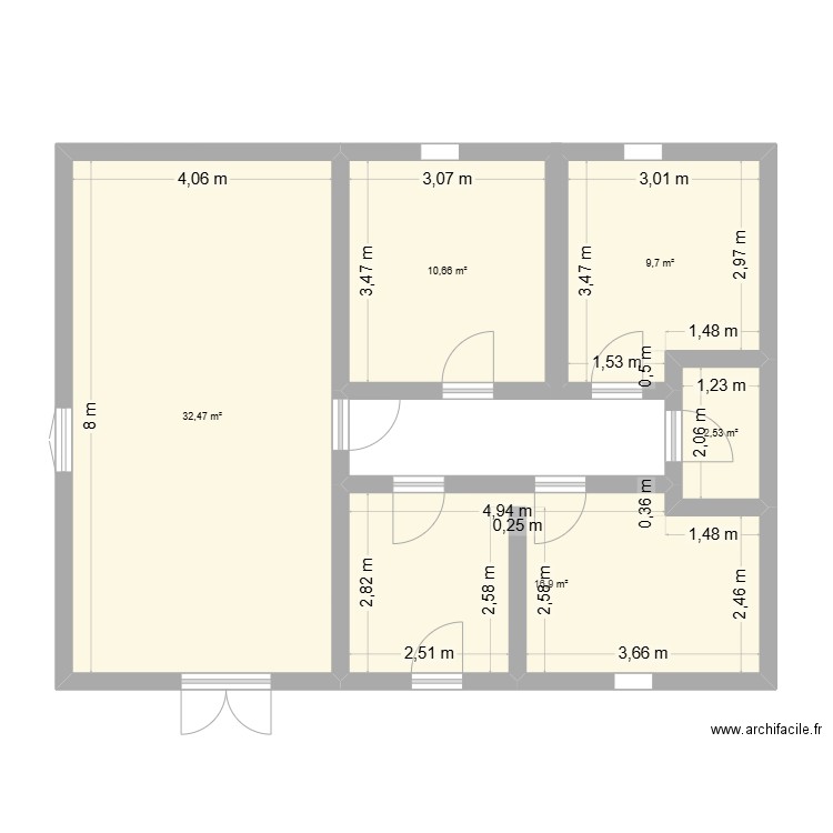 maison 1. Plan de 5 pièces et 72 m2