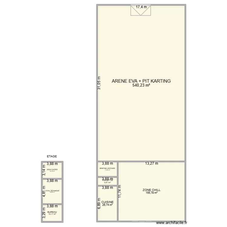 EVA MTP TOURNEZY. Plan de 8  et 783 m²