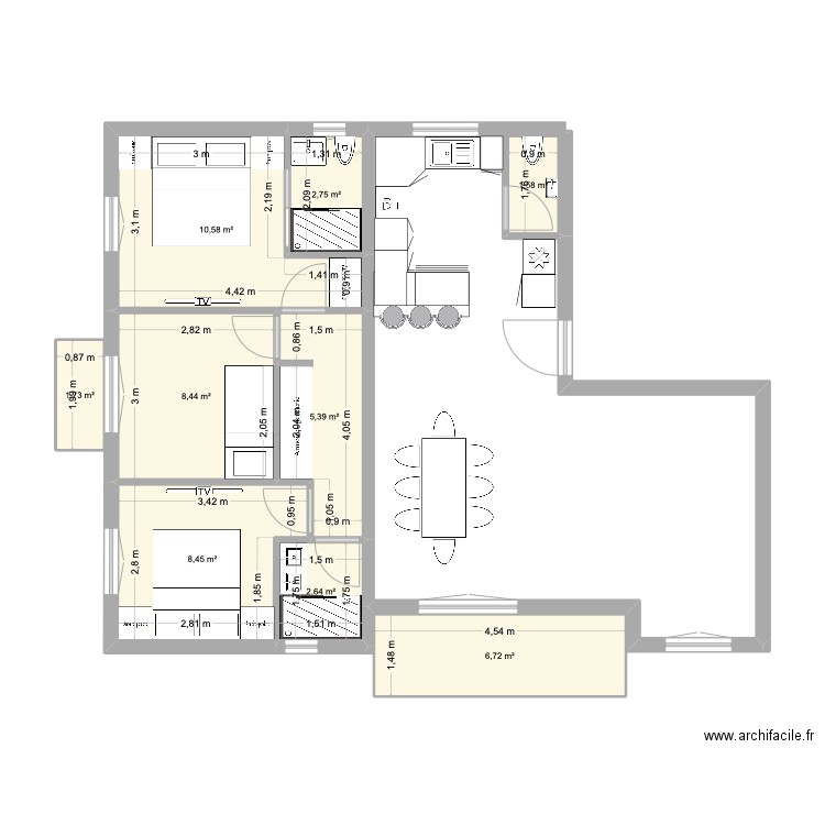 Megeve Perso. Plan de 9 pièces et 48 m2