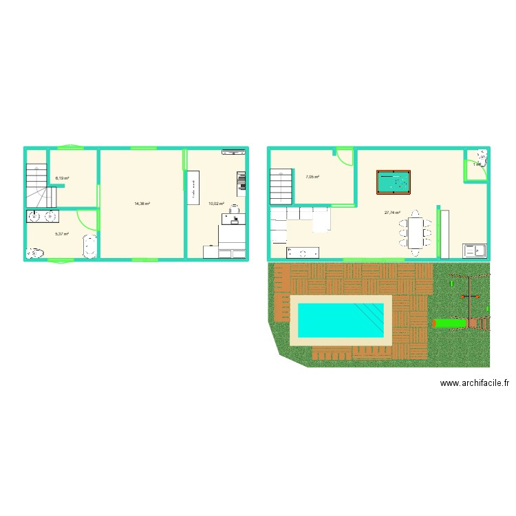 Lowen base. Plan de 7 pièces et 72 m2