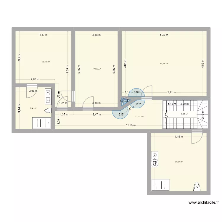 pessoux. Plan de 24  et 401 m²