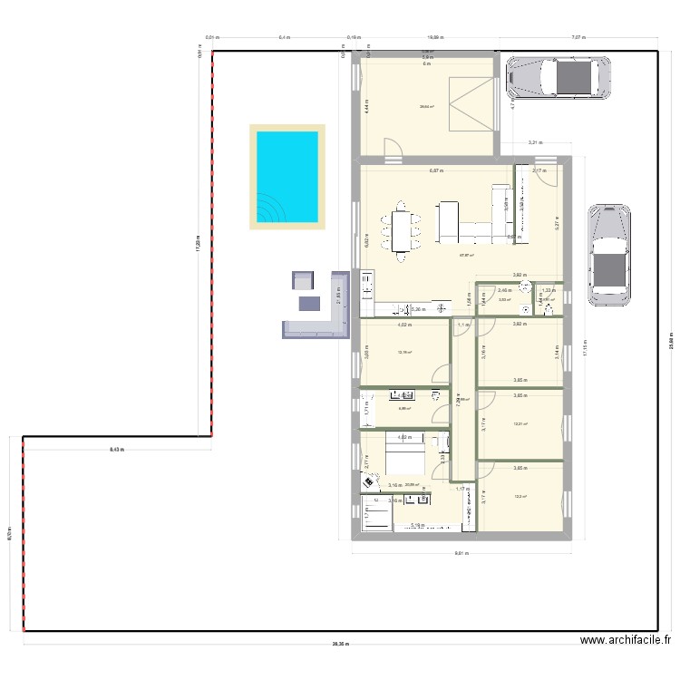 terrain aucamville 2. Plan de 11 pièces et 172 m2