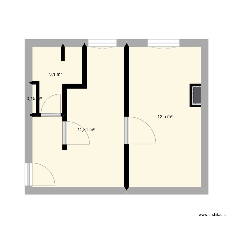 Plan coté 2. Plan de 4 pièces et 28 m2