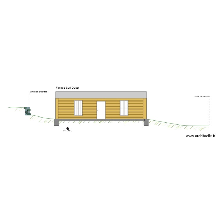 Façade sud-ouest barbouillé. Plan de 0 pièce et 0 m2