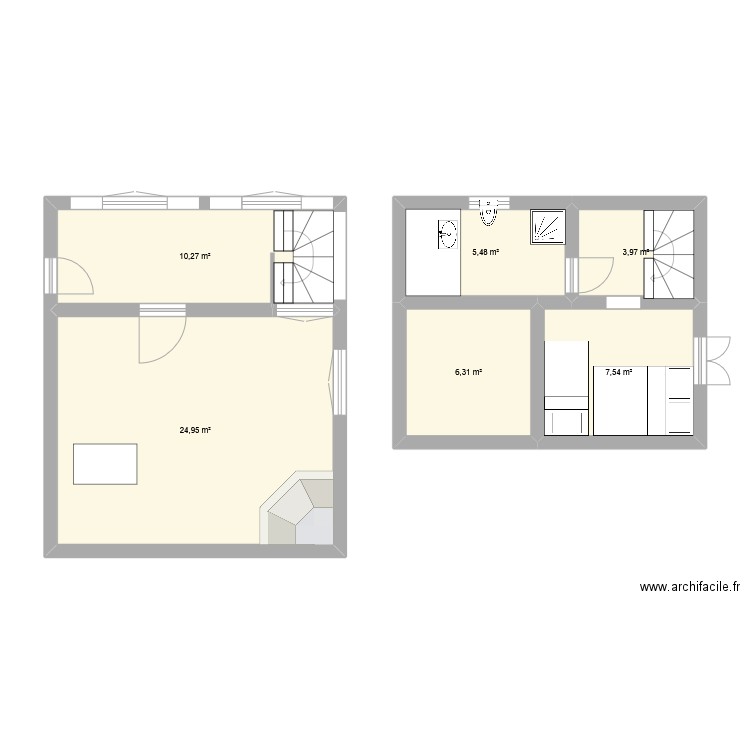 BESTAGNO ETAGE 1. Plan de 6 pièces et 59 m2