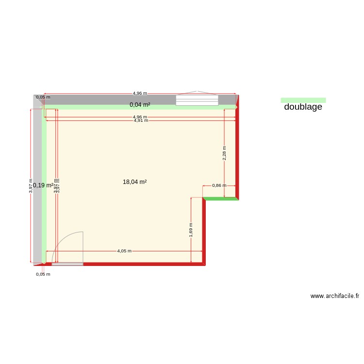 SDB_ETAGE. Plan de 3 pièces et 18 m2