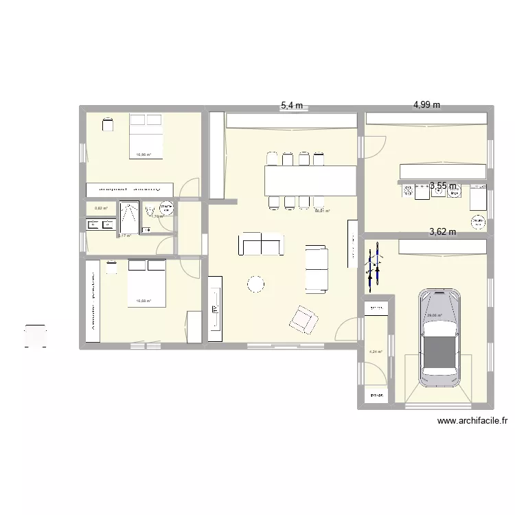 maison rectangle. Plan de maison rectangle. Plan de
