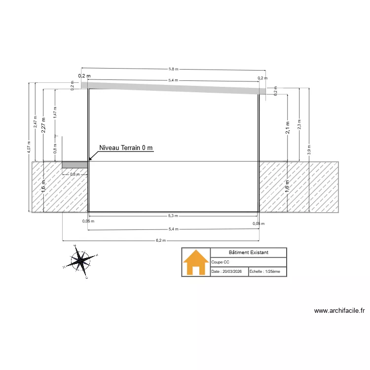 Bâtiment Existant Coupe CC. Plan de Bâtiment Existant Coupe CC. Plan de