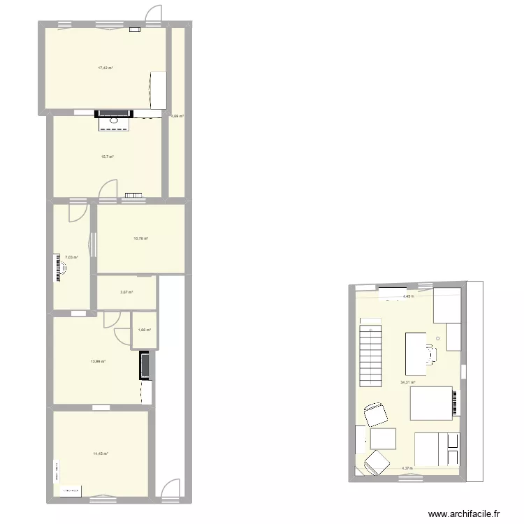 salon. Plan de 10  et 124 m²