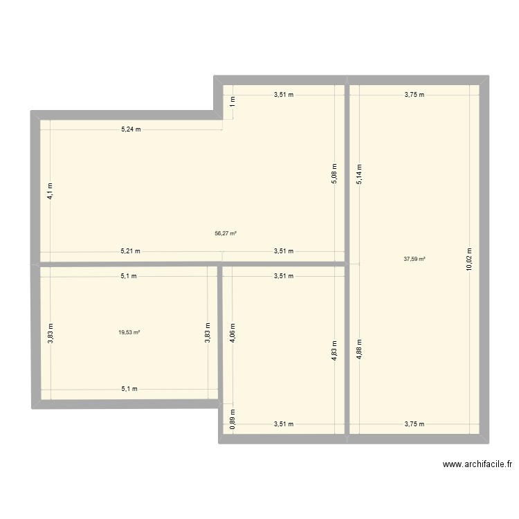 RIEDI RDC. Plan de 3 pièces et 113 m2