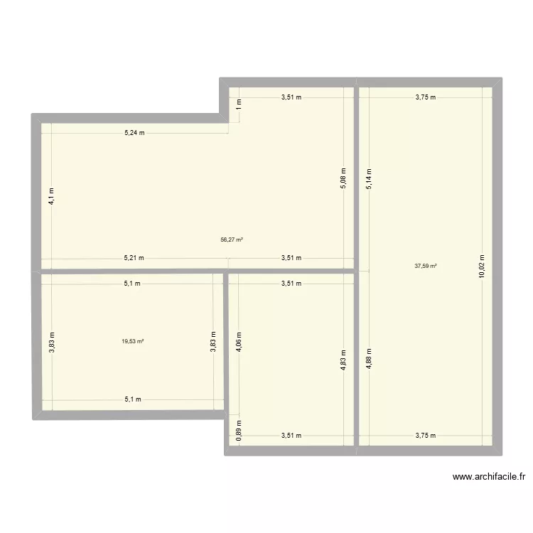 RIEDI RDC. Plan de 3  et 113 m²
