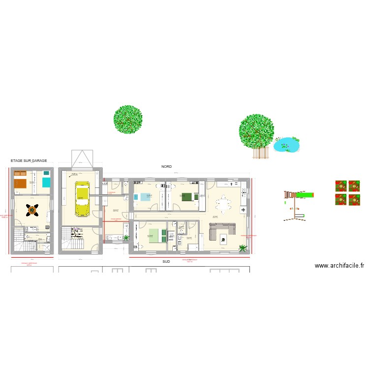 MAISON. Plan de 14 pièces et 193 m2