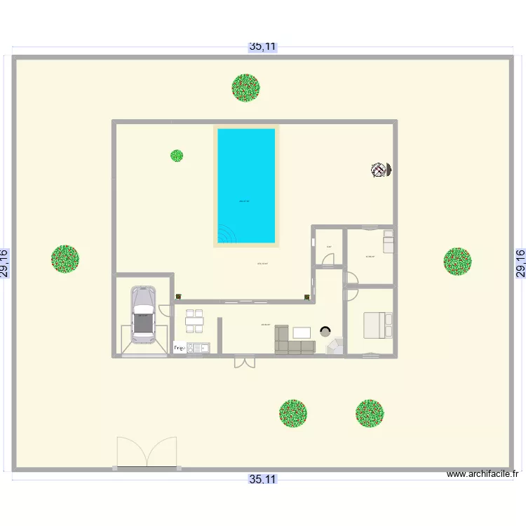 FERME1. Plan de 6  et 1281 m²