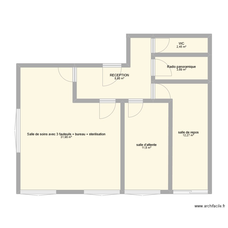 cabinet dentaire 2. Plan de 6 pièces et 71 m2