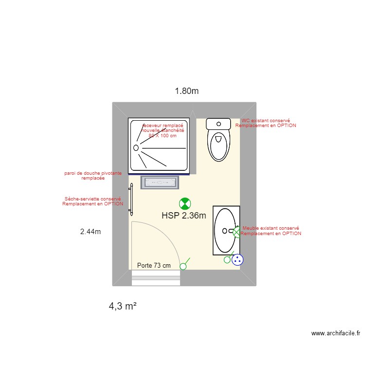 RACOIS. Plan de 1 pièce et 4 m2