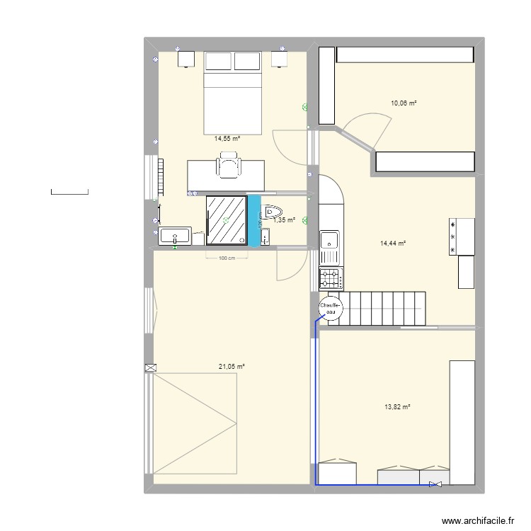 chambre sous-sol sdb 120 cm. Plan de 0 pièce et 0 m2